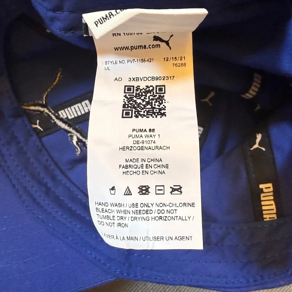 Puma Youth Adjustable Baseball Cap Royal Blue Black Cat Logo PV7-1158-421 NWT